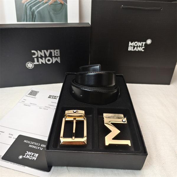 Mont Blan 2 buckel Belt Leather set