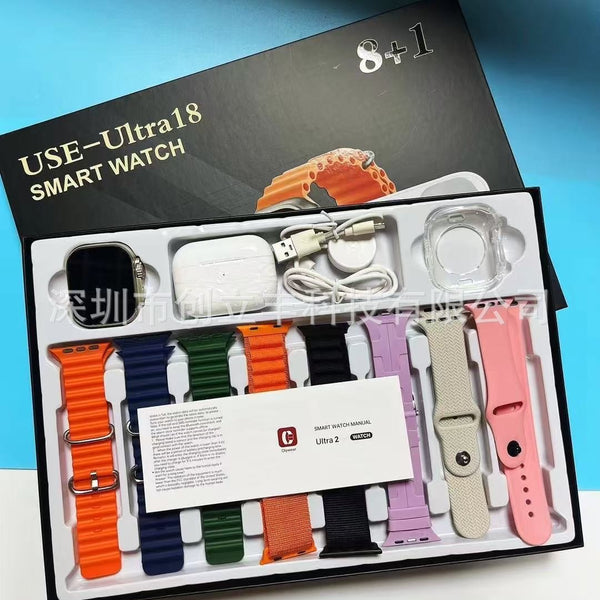 Smart watch with and 8straps  and wireless charger
