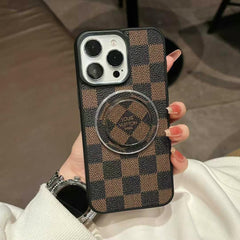 Brown check with holder Iphone Cover
