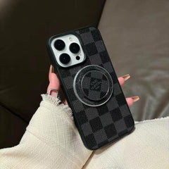 Black check with holder Iphone Cover