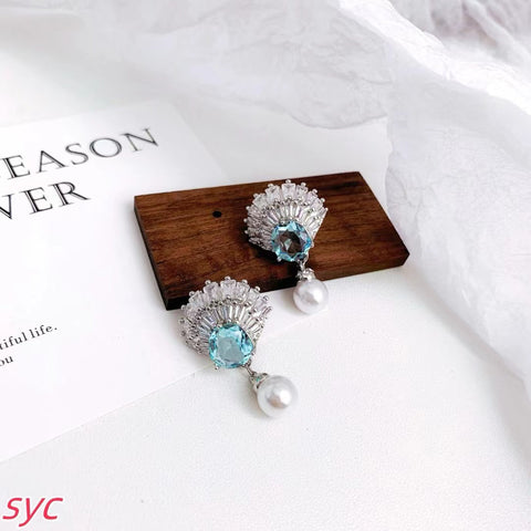 SWAR Silver Grey Seashell  Earrings