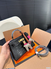 H Brikin with horse black handbag