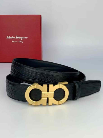 Fregamo Gold Buckel Leather Belt
