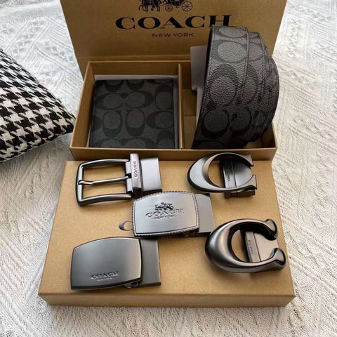 Coch Belt with wallet and 5 buckel Leather set