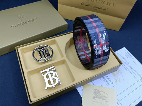 Brberry 2 buckel Leather Belt set