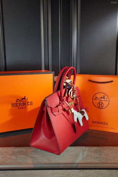 Hermes brikin red handbag