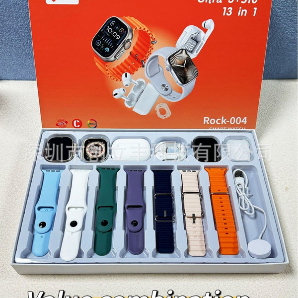 Smart watch with airpods and 7 steaps and wireless charger