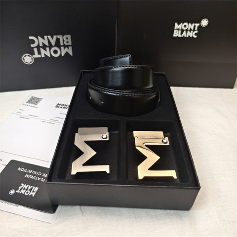 Mont Blan 2 buckel Belt Leather set