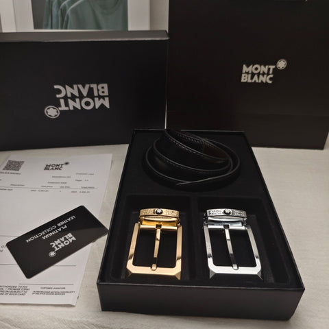 Mont Blan 2 buckel Belt Leather set