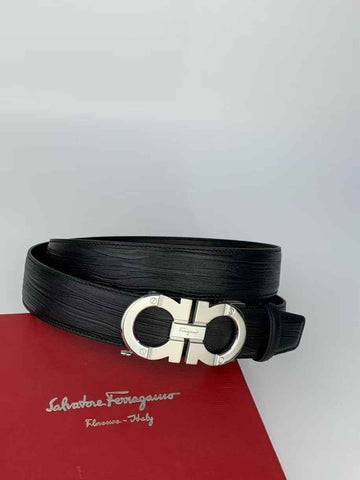Fregamo Silver Buckel Leather Belt