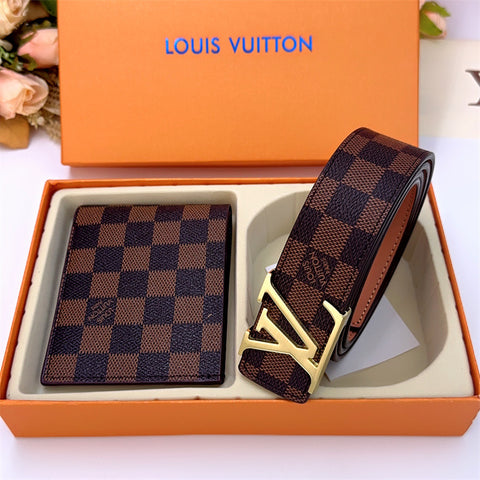 Lv Belt with wallet Leather set