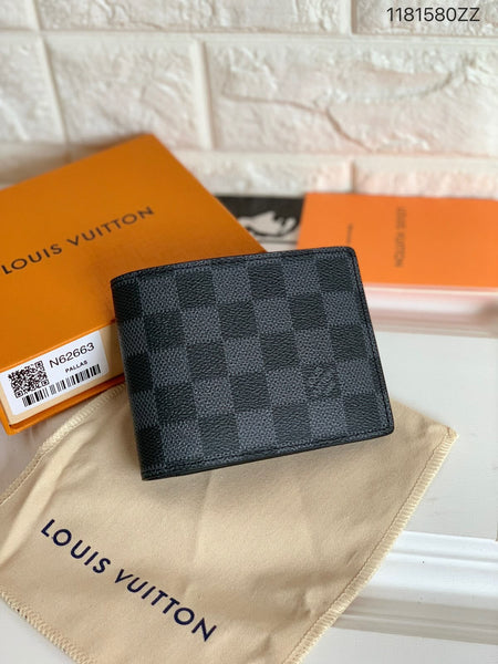 LV Black Check Leather Wallet