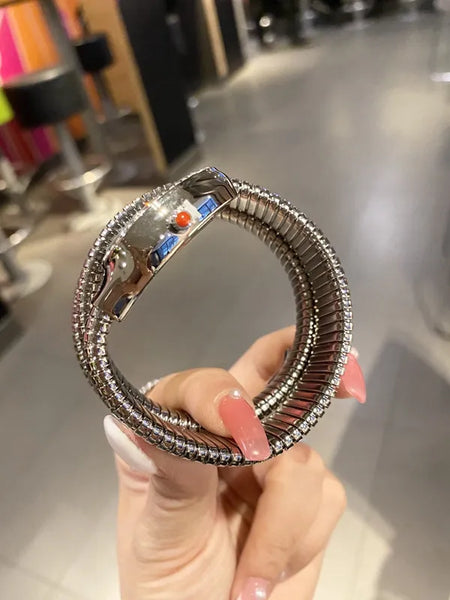 bvlgri Silver Double Surround Serpent-Shaped