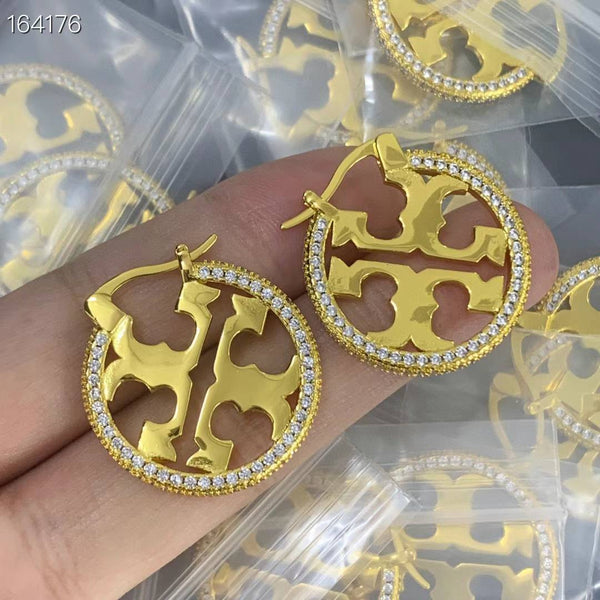 TB Crystal Gold Earrings