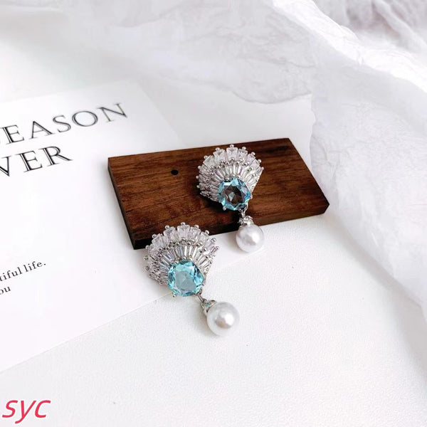 SWAR Silver Grey Seashell  Earrings