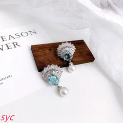 SWAR Silver Grey Seashell  Earrings