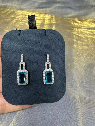 Sawr Blue Sapphire Sterling Silver Earrings