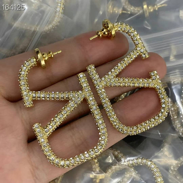 VLTN Crystal Earrings in Gold