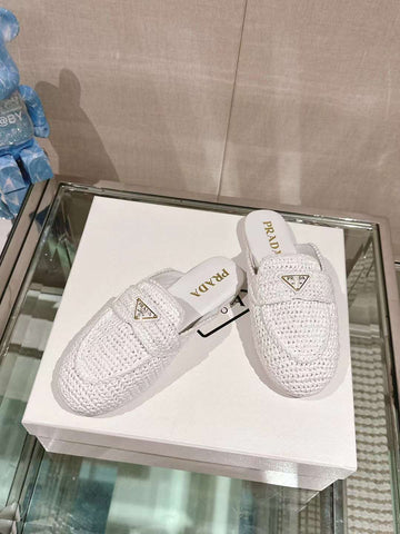 Prda Woven Round Flat Bottom Muller Half slippers