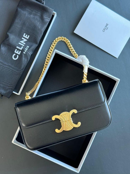 Celine shiny Calf Leather Chain bag