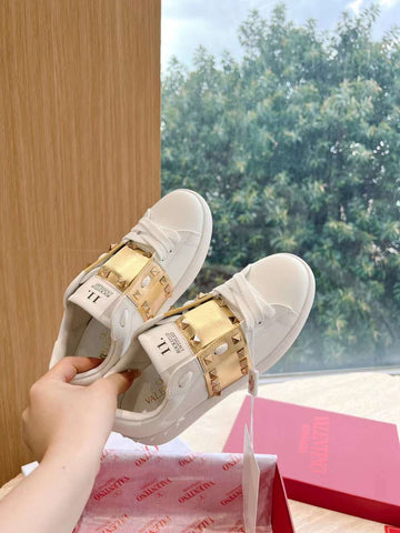 VLTN women's OPENDISCO calfskin Shoe (Sneakers) white gold